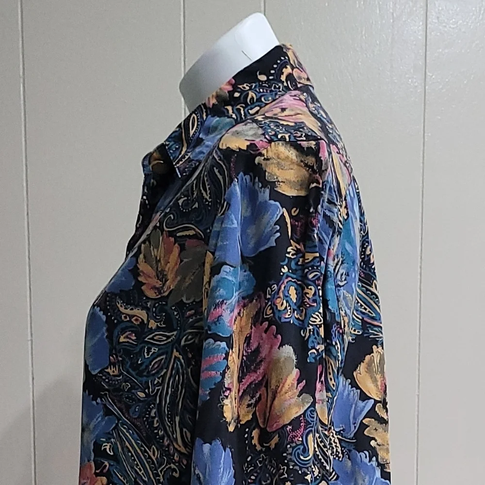 Vintage Abstract Floral Shirt Sz S Oversized Westbound 90's Bohemian Blouse - Picture 7 of 9